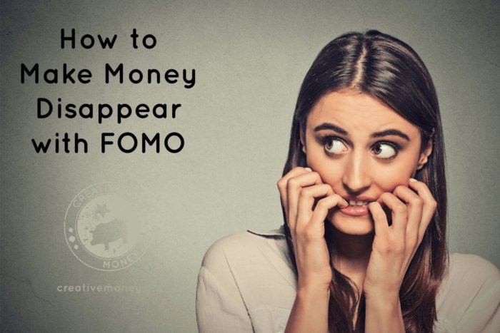young woman experiencing FOMO with her money